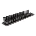 Tekton 3/8 Inch Drive 6-Point Impact Socket Set with Rails, 30-Piece (1/4-1 in.) SID91210